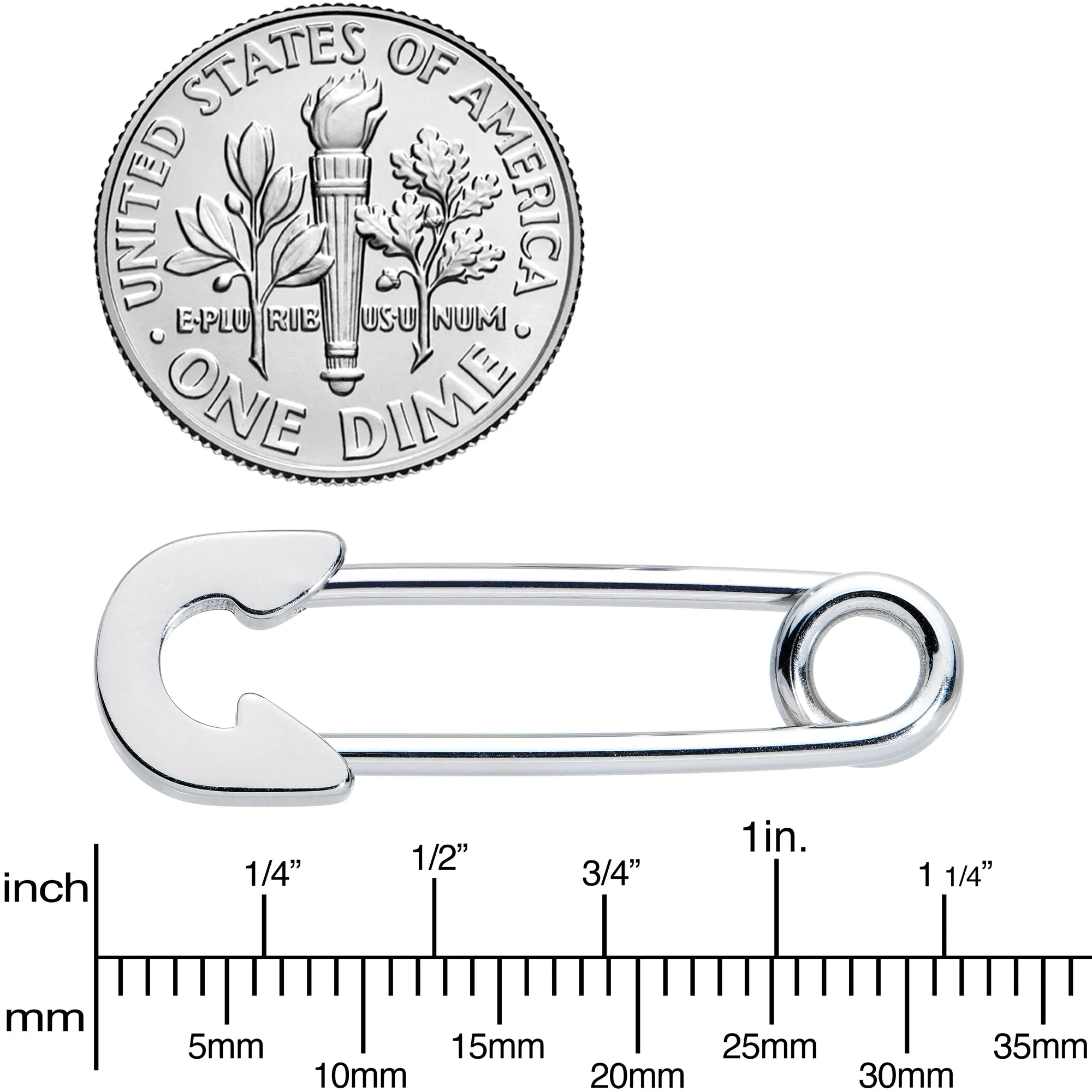 14 Gauge 3/4 Punk Rock Safety Pin Barbell Nipple Ring Set
