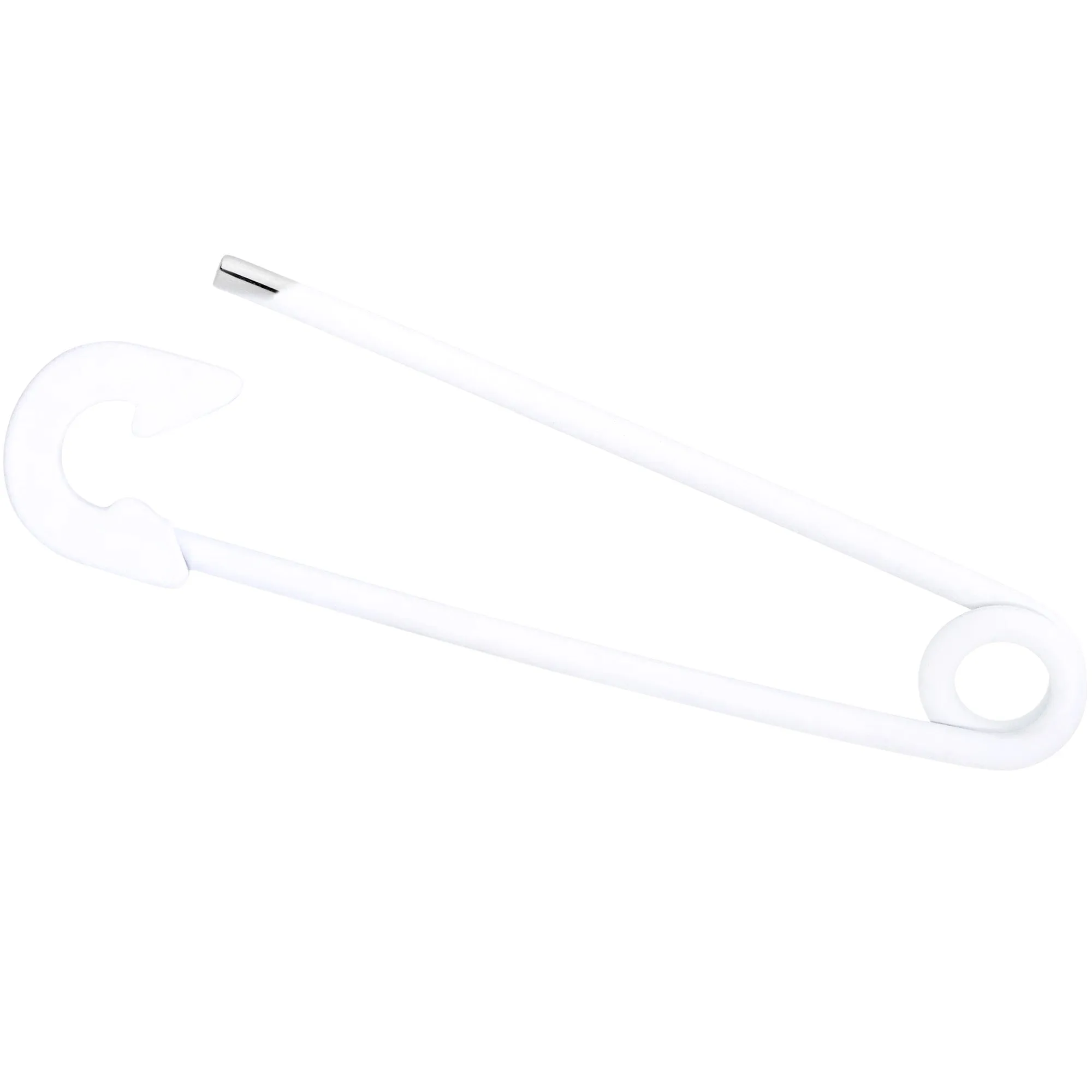 14 Gauge White Matte Punk Rock Safety Pin Industrial Barbell 38mm