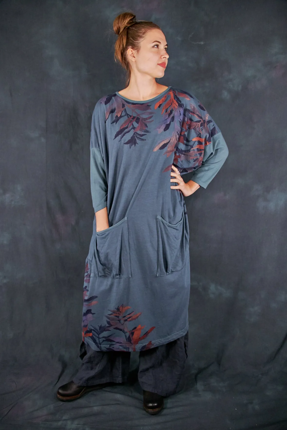 2303 Mariposa Dress Cotton Bamboo Hypnea-Sage Leaves