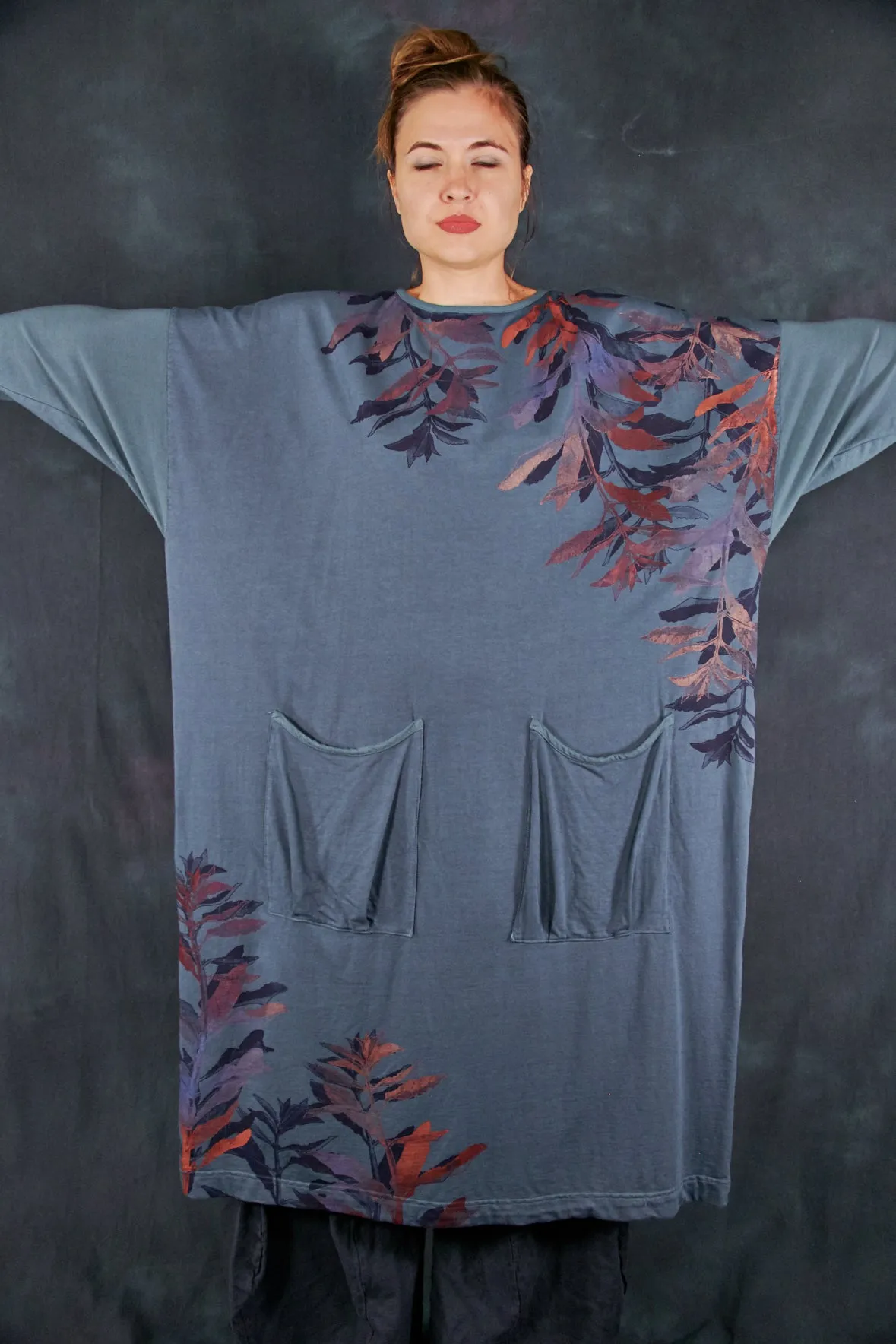2303 Mariposa Dress Cotton Bamboo Hypnea-Sage Leaves