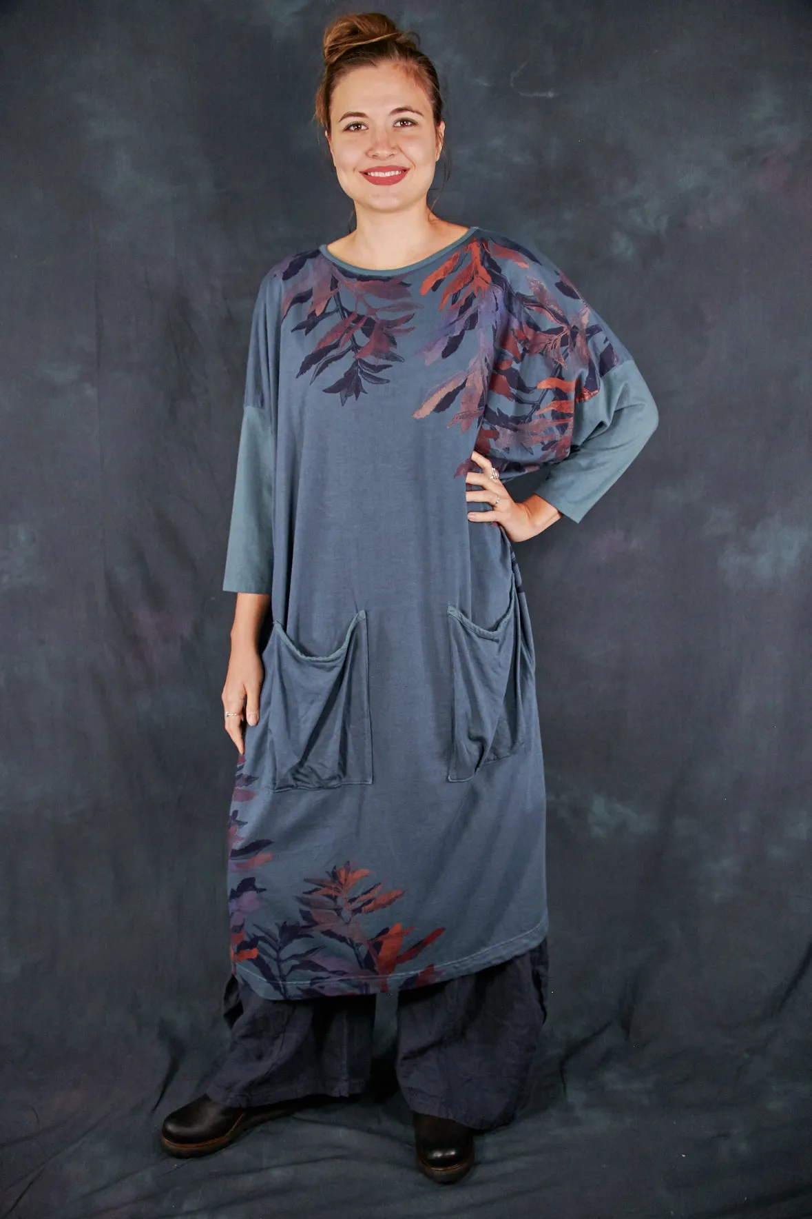 2303 Mariposa Dress Cotton Bamboo Hypnea-Sage Leaves
