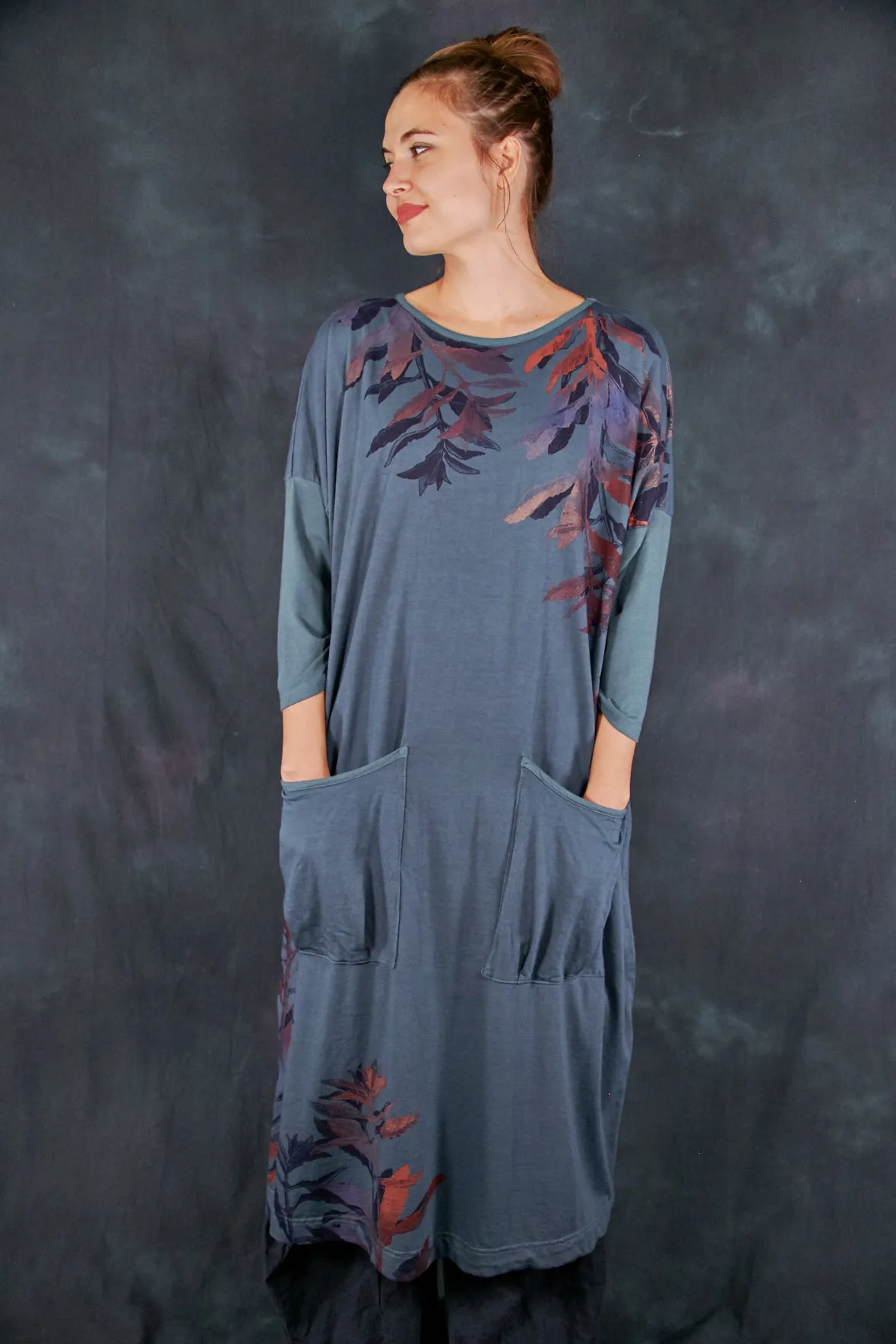2303 Mariposa Dress Cotton Bamboo Hypnea-Sage Leaves