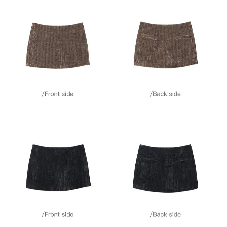 90s Grunge A-Line Mini Skirt | Soft Corduroy Fabric