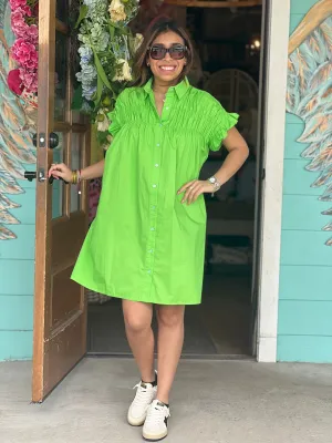 Abigail GREEN Woven Button Down Dress