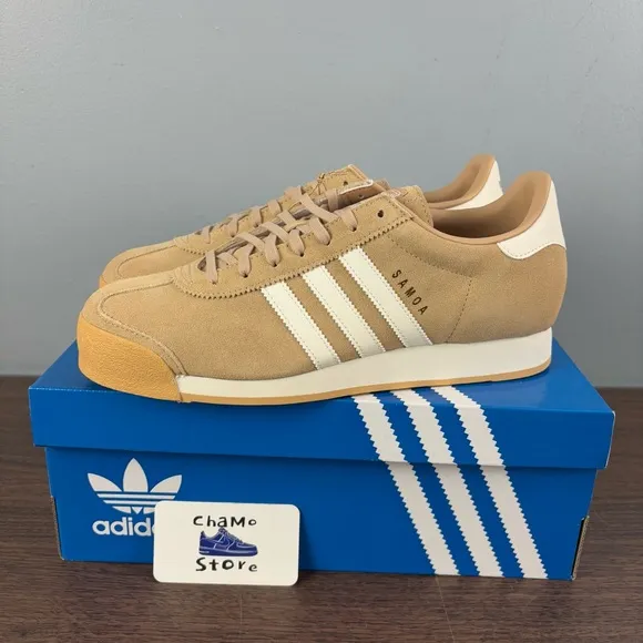 Adidas Originals Samoa Brown Beige White Athletic Sneakers JH9050 Men's Size