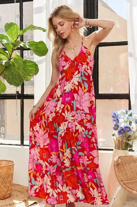 ADORA Floral Tiered Maxi Cami Dress