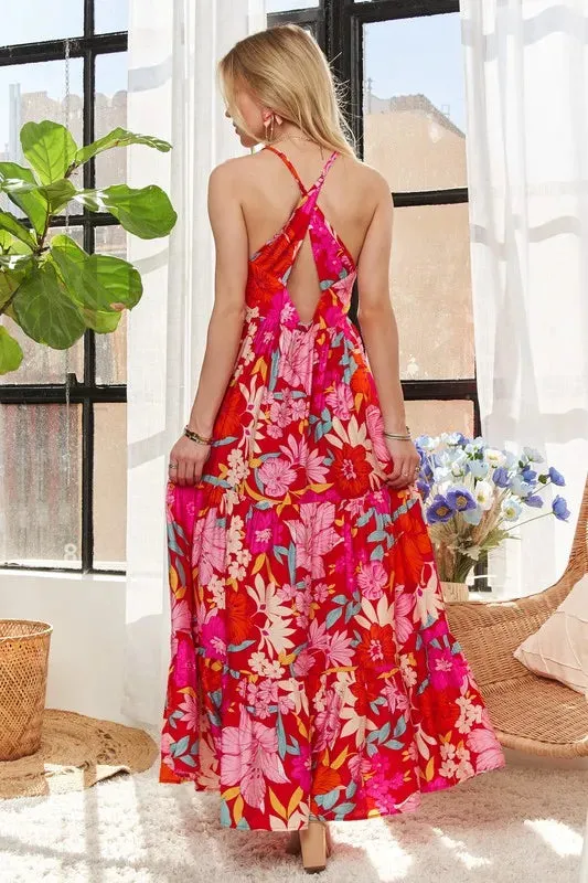 ADORA Floral Tiered Maxi Cami Dress