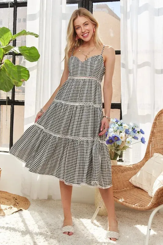 ADORA Gingham Detail Washed Dress