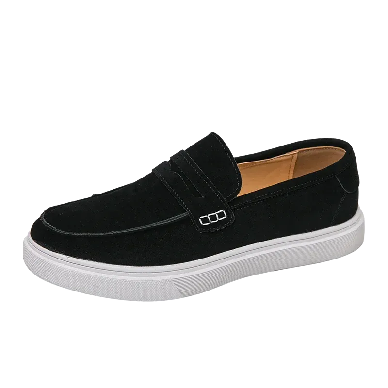 ADVBRIDGE  -  Fashion Trends Mens Black Loafers Shoes Suede Slip on Casual Dress Man Shoes Wedding Office White Soled Leather Shoes Highend