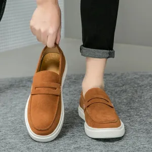 ADVBRIDGE  -  Fashion Trends Mens Black Loafers Shoes Suede Slip on Casual Dress Man Shoes Wedding Office White Soled Leather Shoes Highend