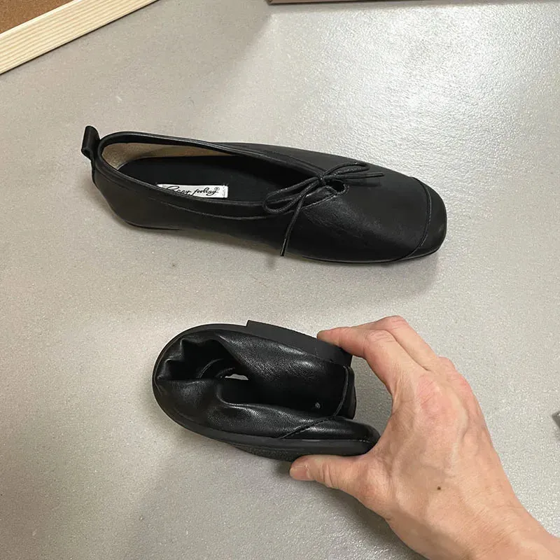 ADVBRIDGE  -  Women's Vintage Flats Comfortable Leather Ballet Shoes Female Soft Dress Shoes Mujer Slip On Loafers Mujer New Woman Shoes