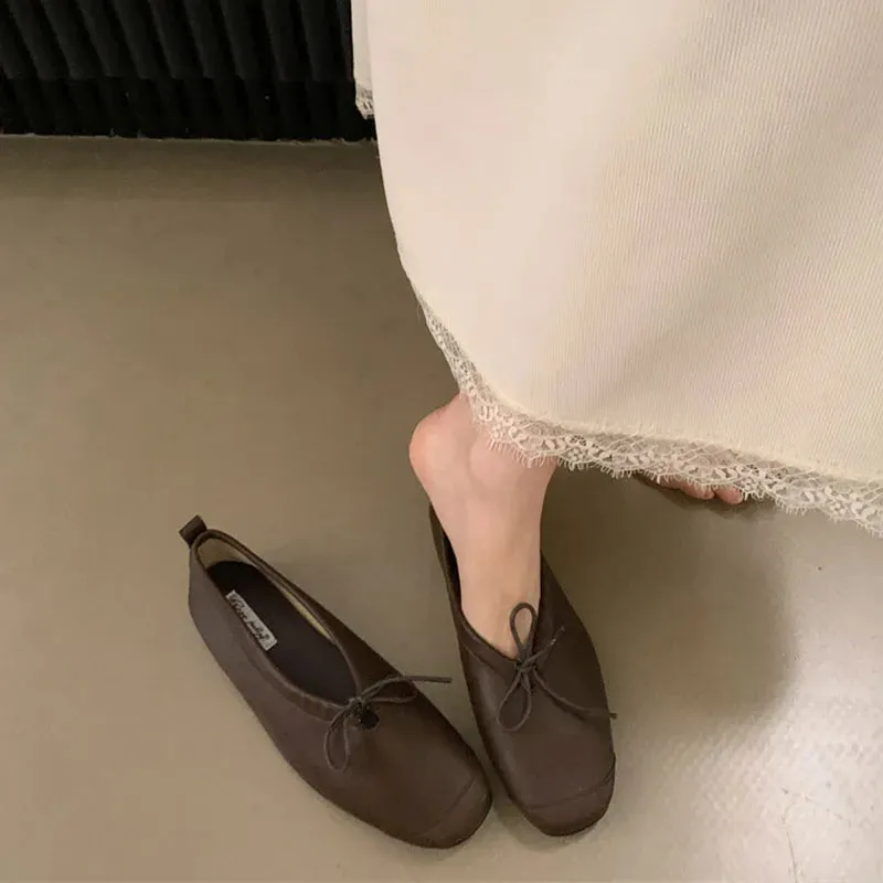 ADVBRIDGE  -  Women's Vintage Flats Comfortable Leather Ballet Shoes Female Soft Dress Shoes Mujer Slip On Loafers Mujer New Woman Shoes