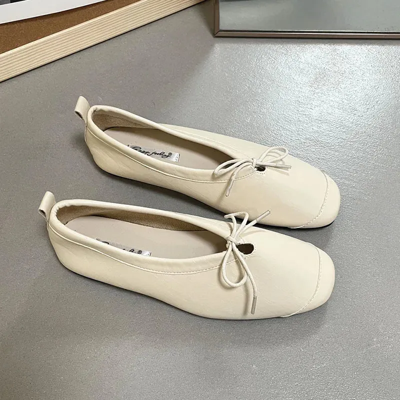 ADVBRIDGE  -  Women's Vintage Flats Comfortable Leather Ballet Shoes Female Soft Dress Shoes Mujer Slip On Loafers Mujer New Woman Shoes