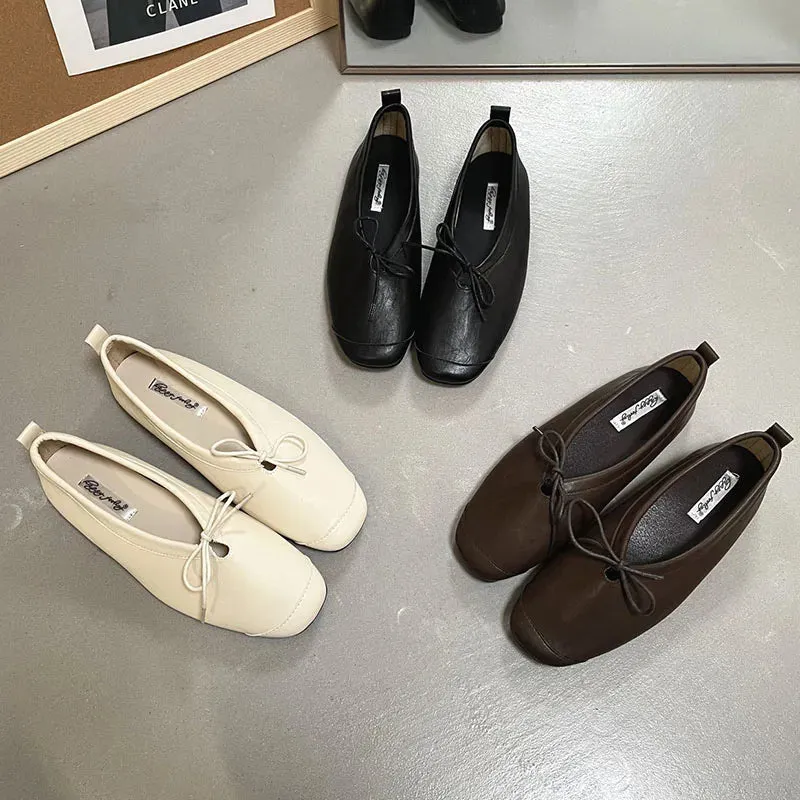 ADVBRIDGE  -  Women's Vintage Flats Comfortable Leather Ballet Shoes Female Soft Dress Shoes Mujer Slip On Loafers Mujer New Woman Shoes