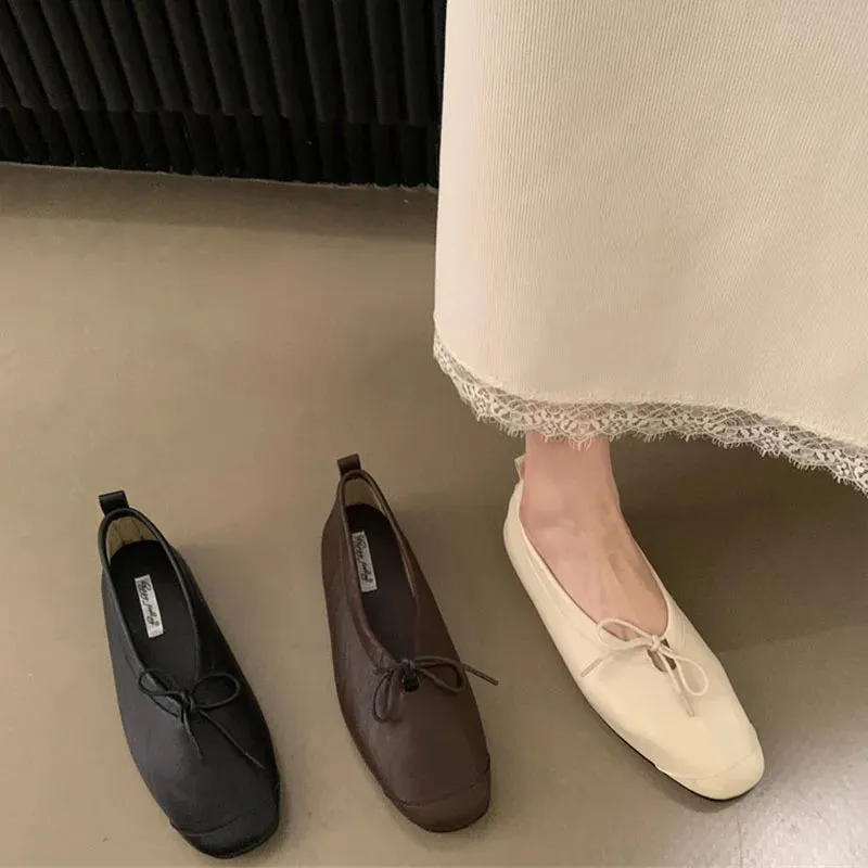 ADVBRIDGE  -  Women's Vintage Flats Comfortable Leather Ballet Shoes Female Soft Dress Shoes Mujer Slip On Loafers Mujer New Woman Shoes