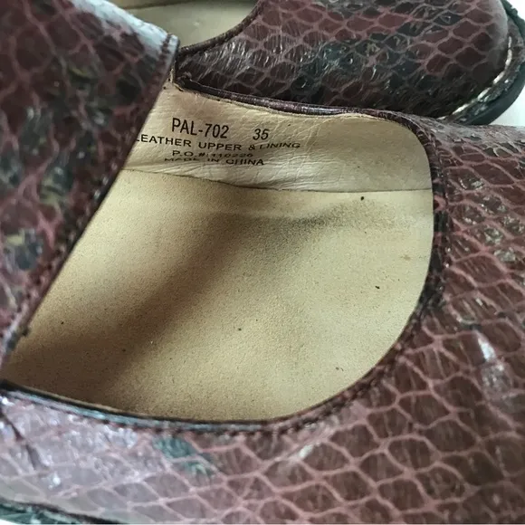Alegria Paloma Brown Embossed Leather Mary Jane Clogs (35)