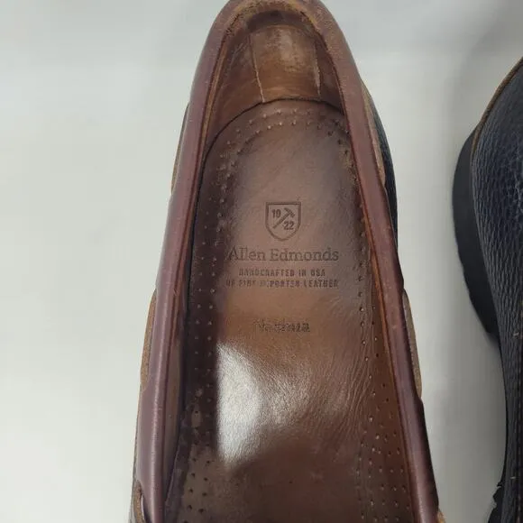 Allen Edmonds Dress Shoes 11.5D NASHUA Kiltie Tassel Loafers Black Brown Leather