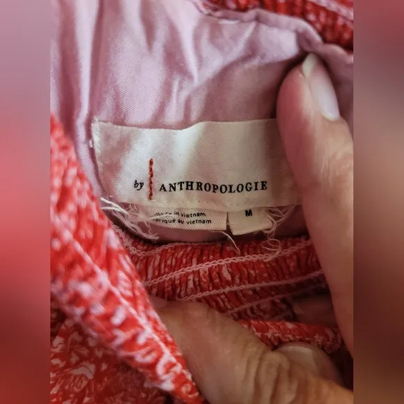Anthropologie, Floral‎ Tiered Mini Skirt, Red and White, Size Medium