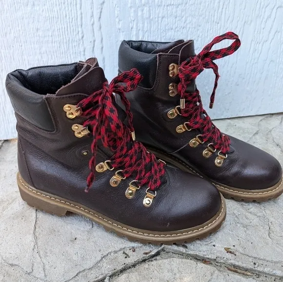 Anthropologie Joie Brown Retro Norfolk Hiker Boots Size 37.5