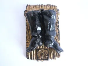 Antique Cast Iron Pair of Boots Match Holder