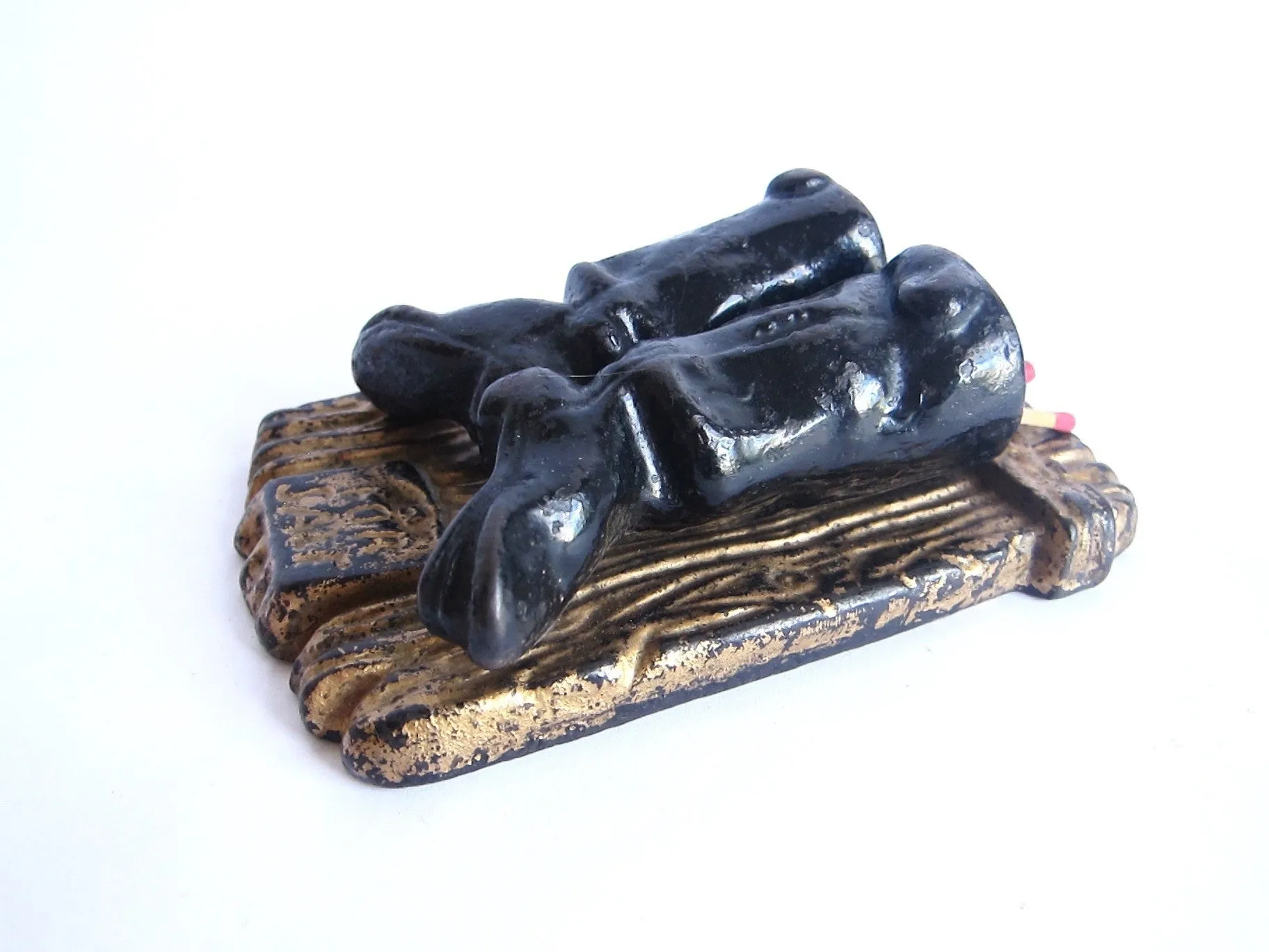 Antique Cast Iron Pair of Boots Match Holder