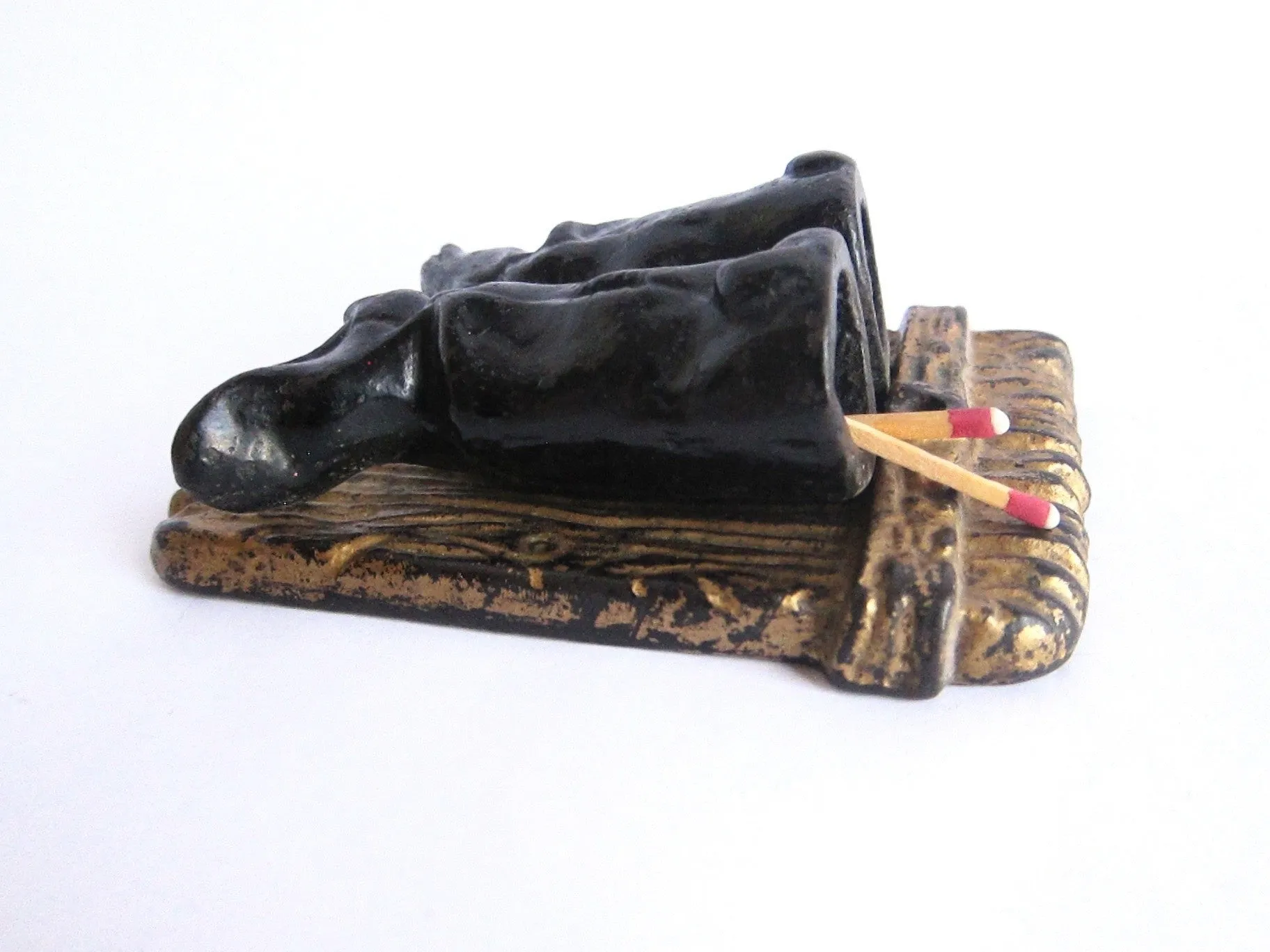 Antique Cast Iron Pair of Boots Match Holder