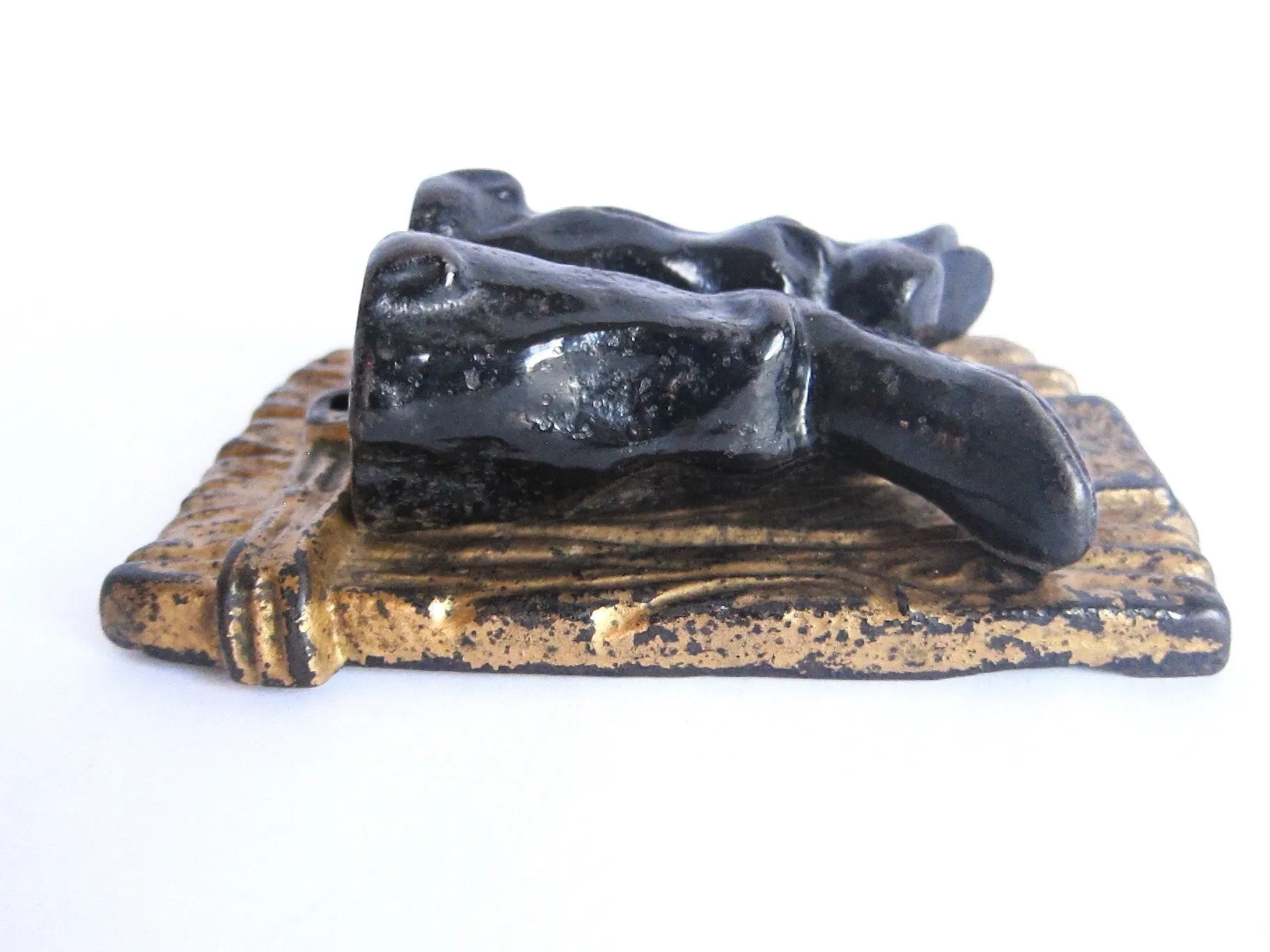 Antique Cast Iron Pair of Boots Match Holder