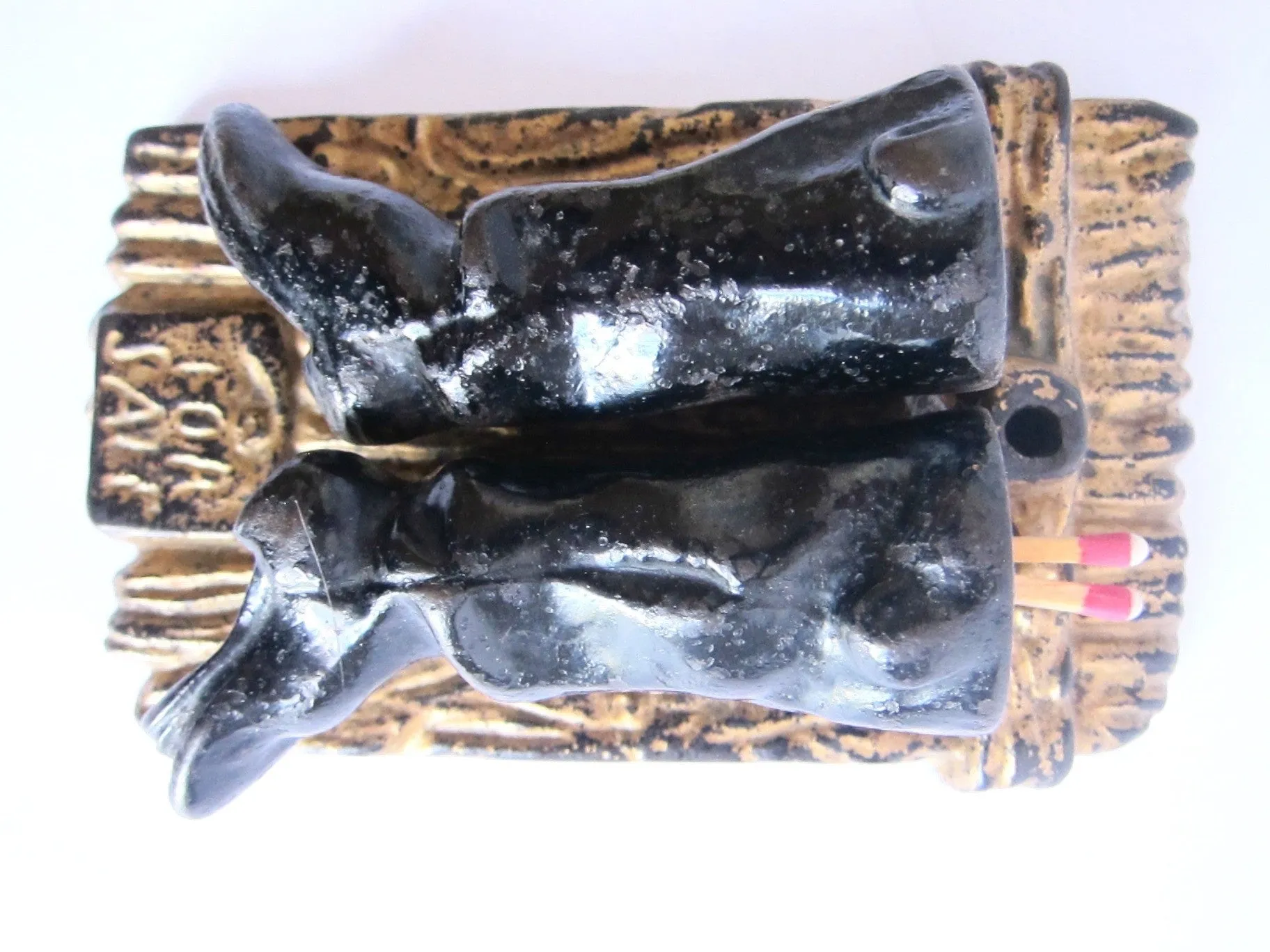 Antique Cast Iron Pair of Boots Match Holder