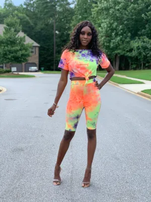 April | Tie Dye Biker Shorts Set