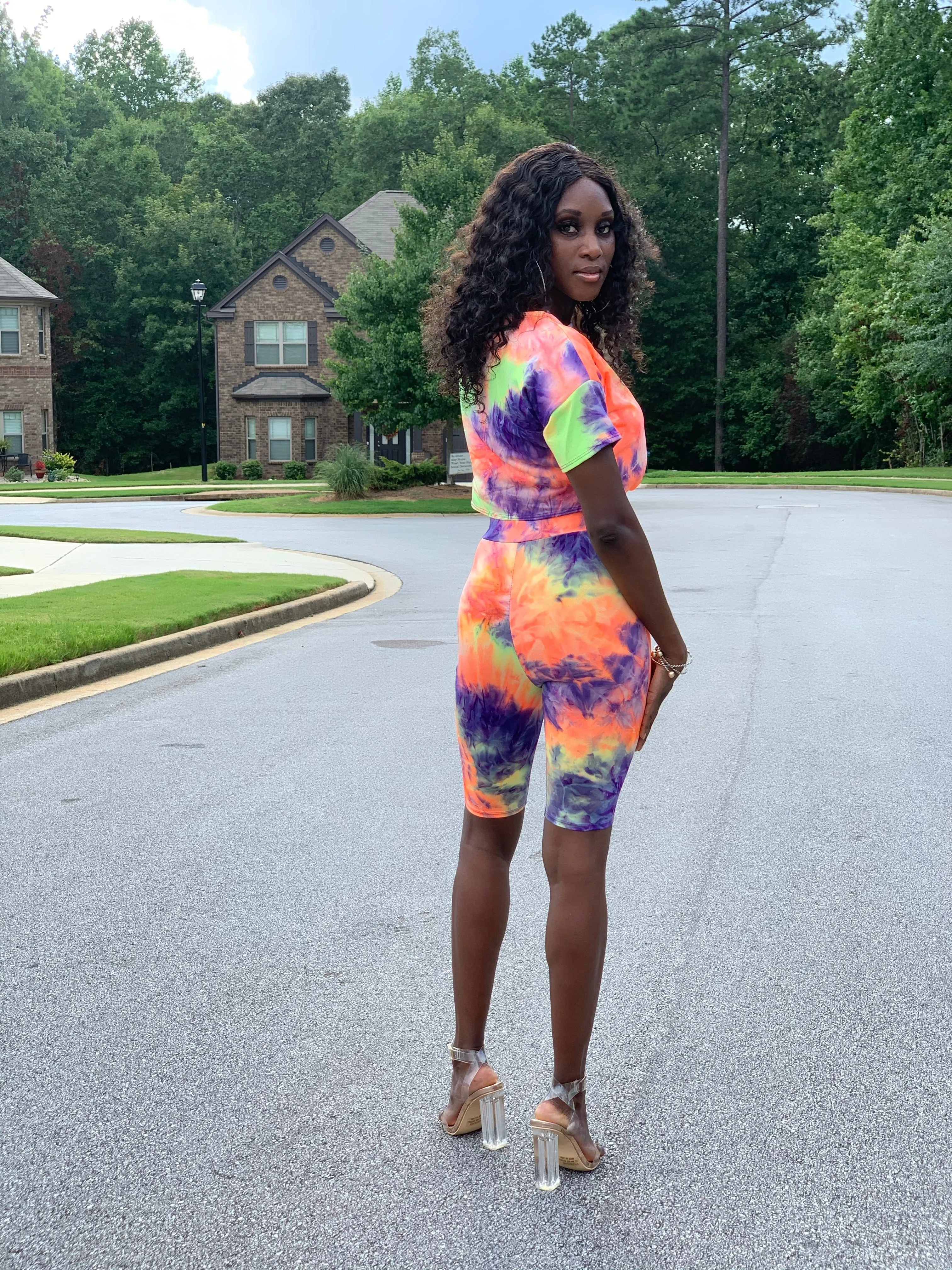 April | Tie Dye Biker Shorts Set