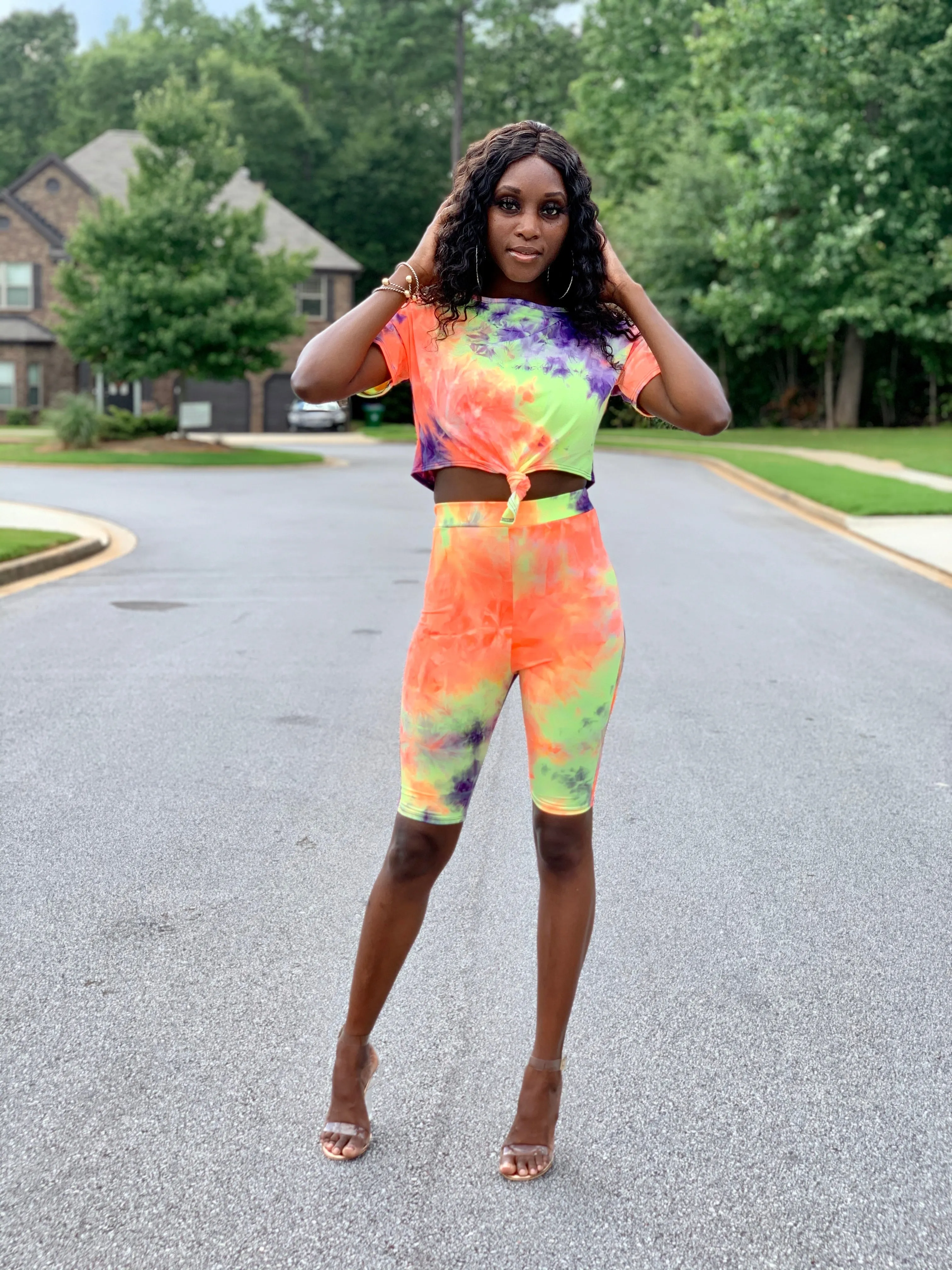 April | Tie Dye Biker Shorts Set