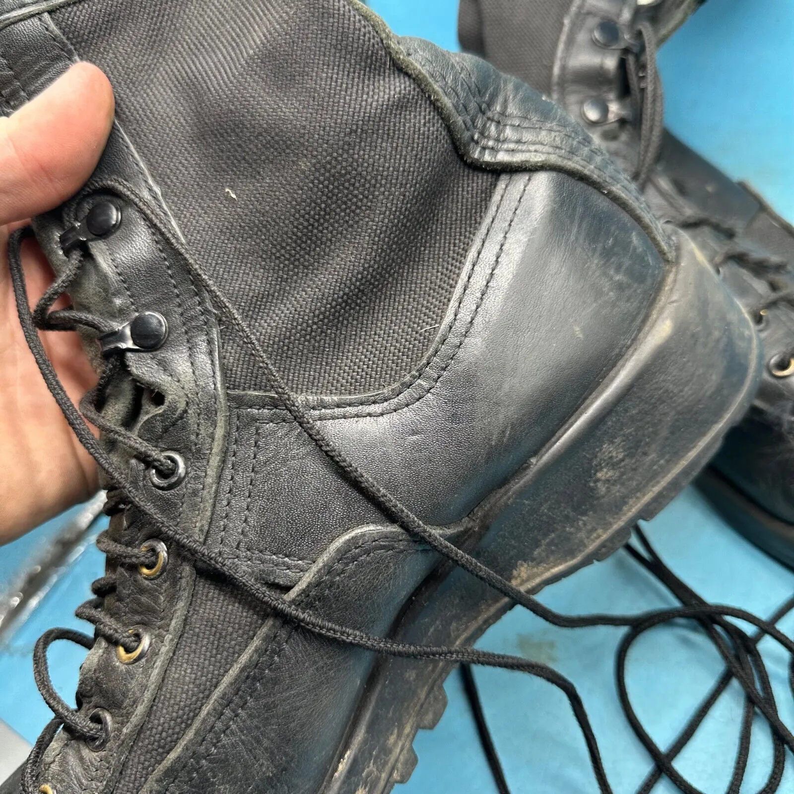 Army Black Leather US Combat Boots - Size EU 42 - UK 8 - US 8.5W