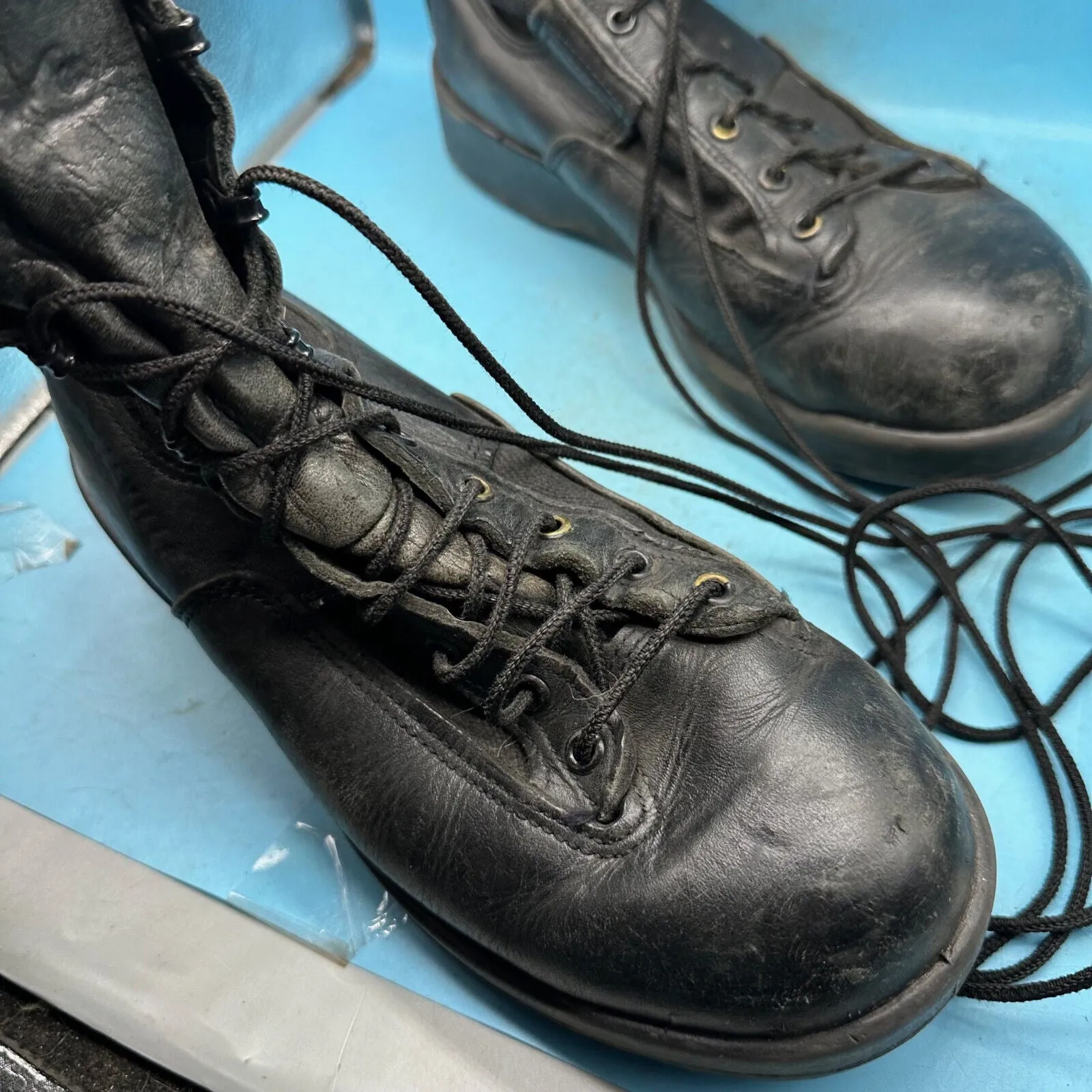 Army Black Leather US Combat Boots - Size EU 42 - UK 8 - US 8.5W