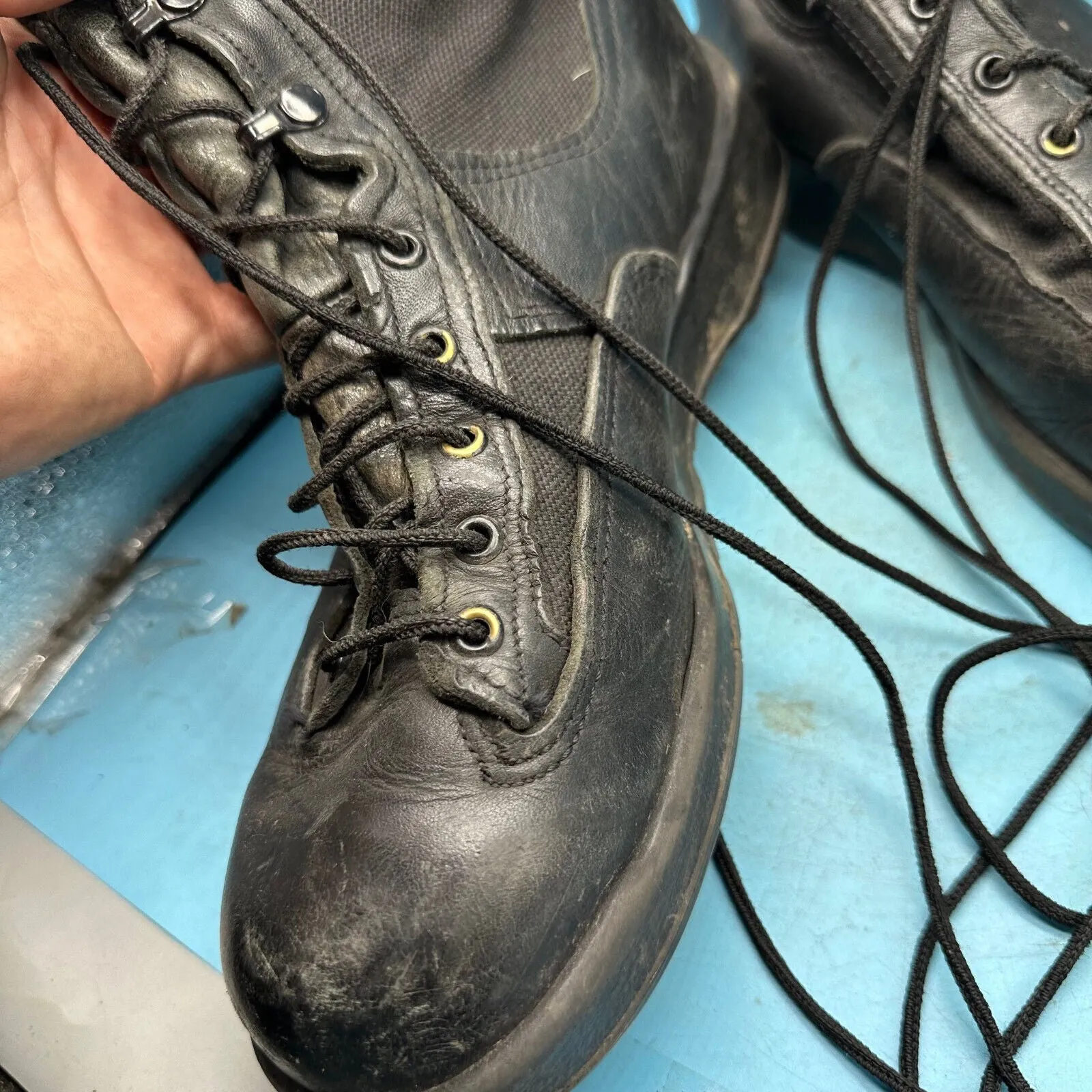 Army Black Leather US Combat Boots - Size EU 42 - UK 8 - US 8.5W