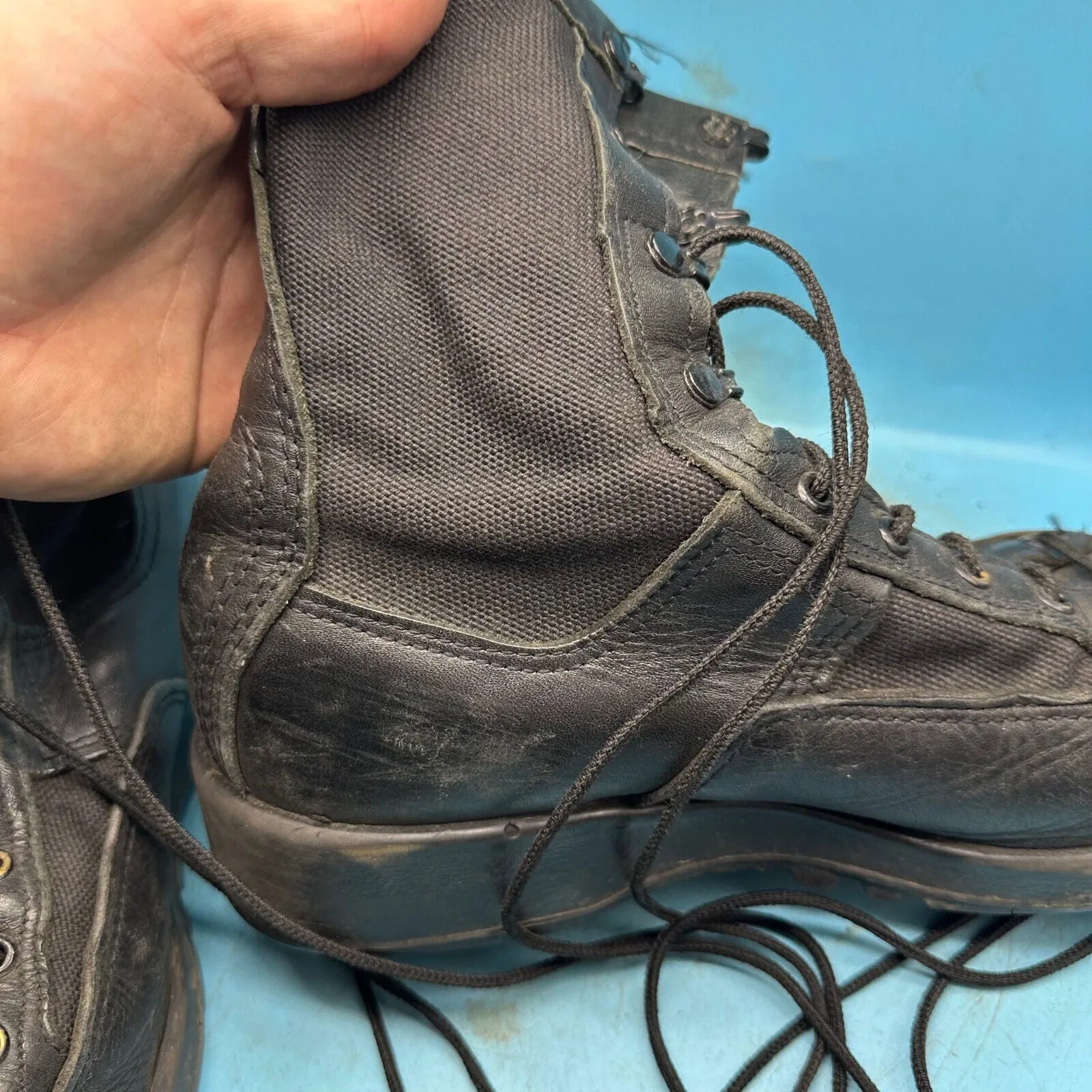 Army Black Leather US Combat Boots - Size EU 42 - UK 8 - US 8.5W
