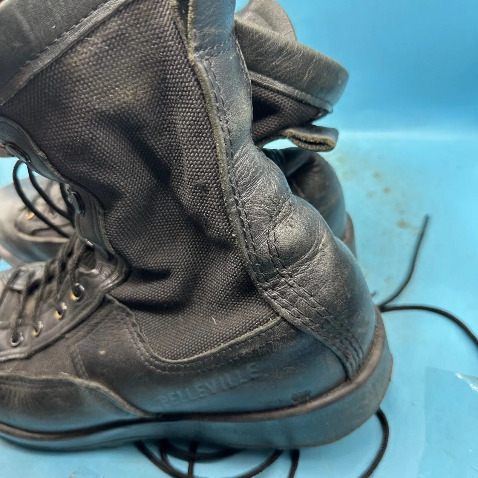 Army Black Leather US Combat Boots - Size EU 42 - UK 8 - US 8.5W