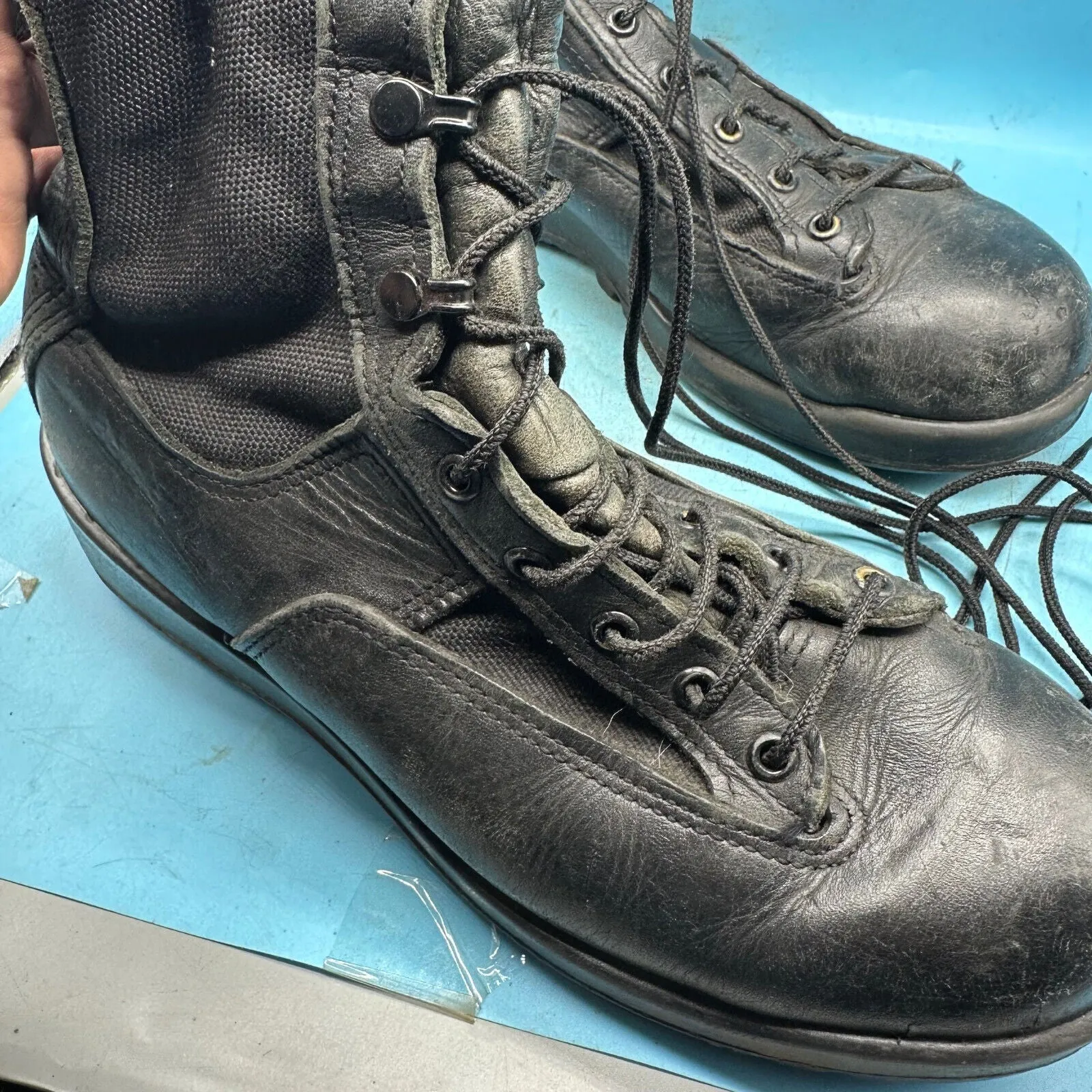 Army Black Leather US Combat Boots - Size EU 42 - UK 8 - US 8.5W