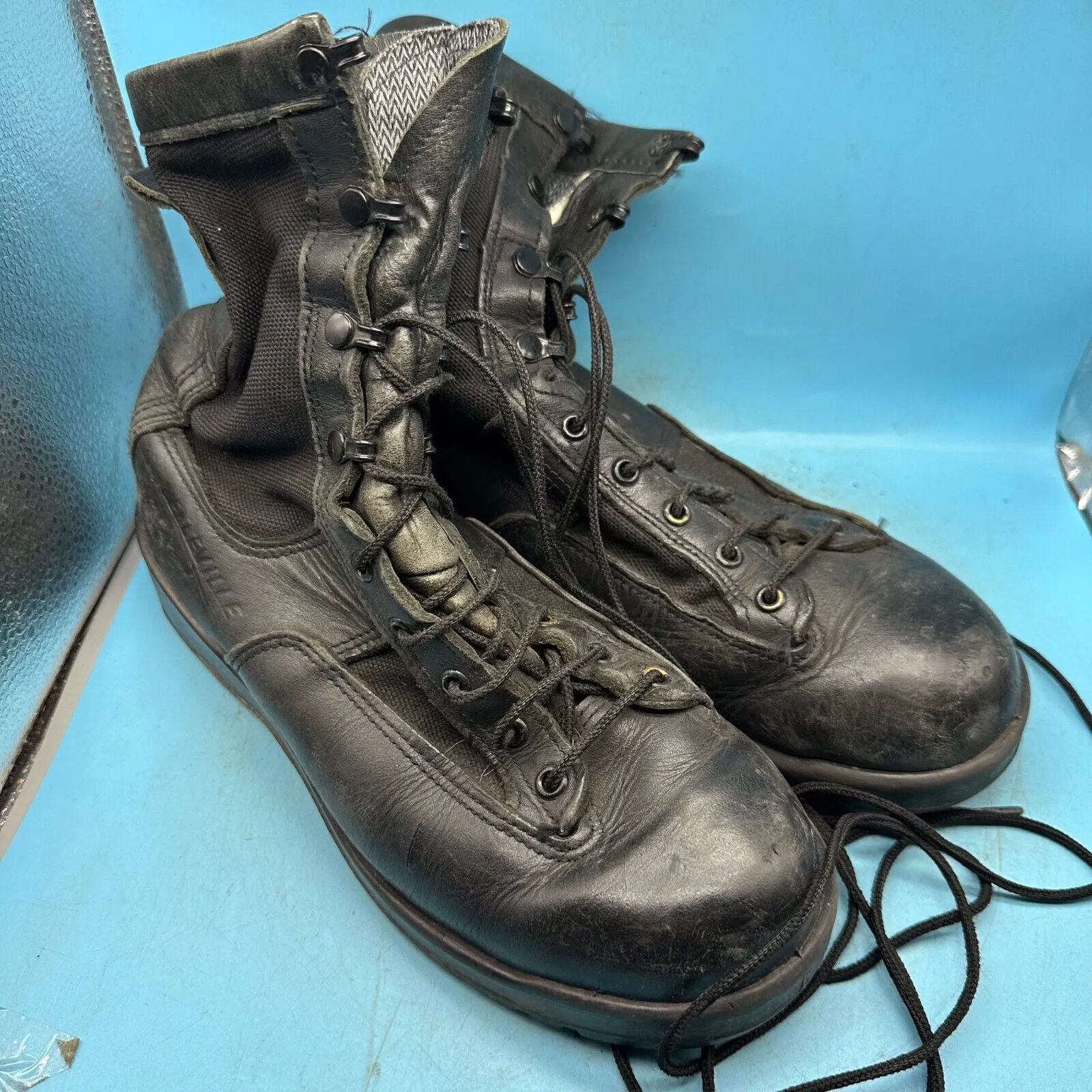 Army Black Leather US Combat Boots - Size EU 42 - UK 8 - US 8.5W