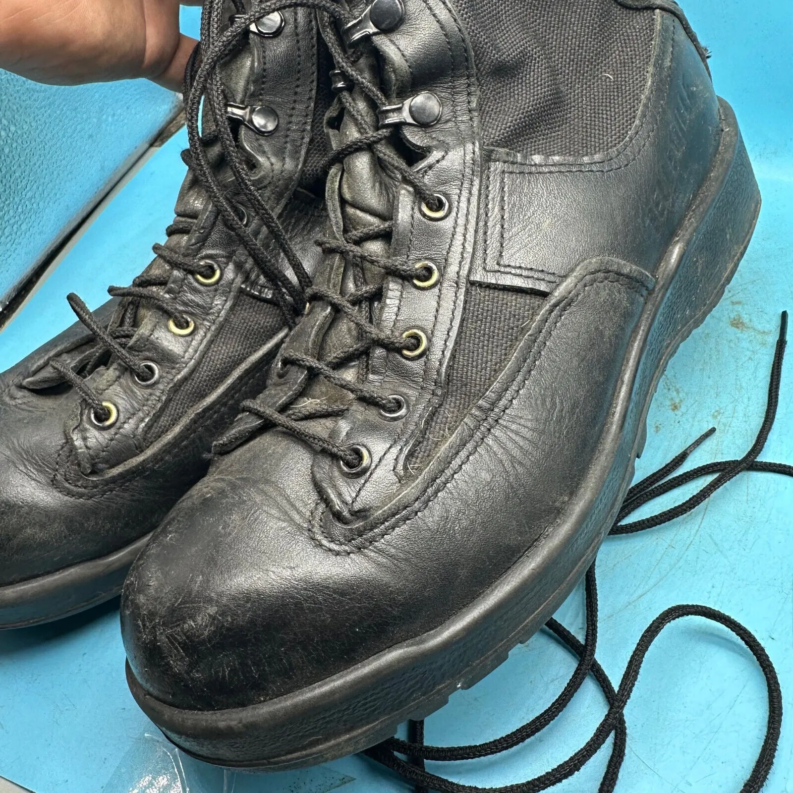 Army Black Leather US Combat Boots - Size EU 42 - UK 8 - US 8.5W