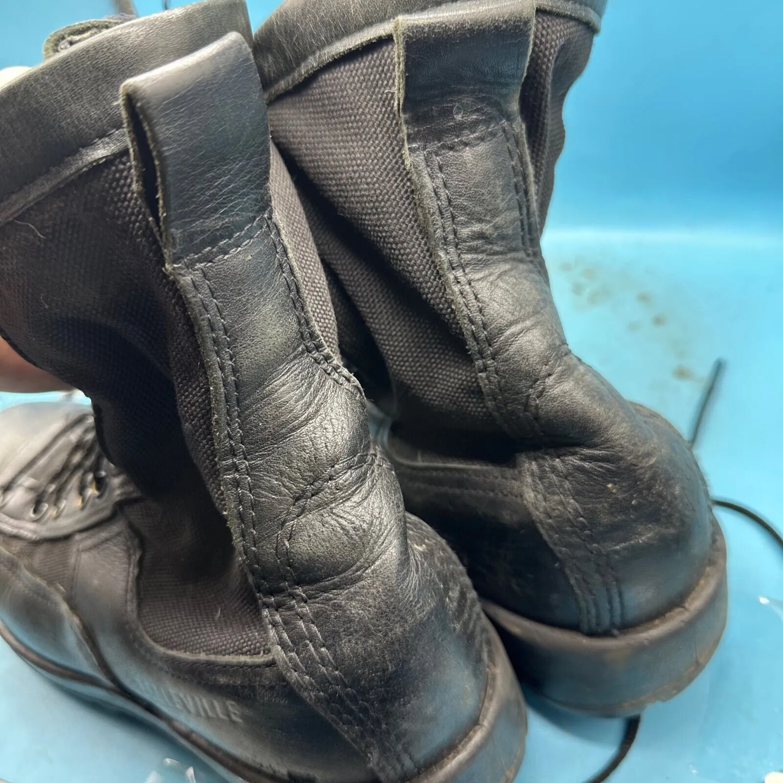 Army Black Leather US Combat Boots - Size EU 42 - UK 8 - US 8.5W