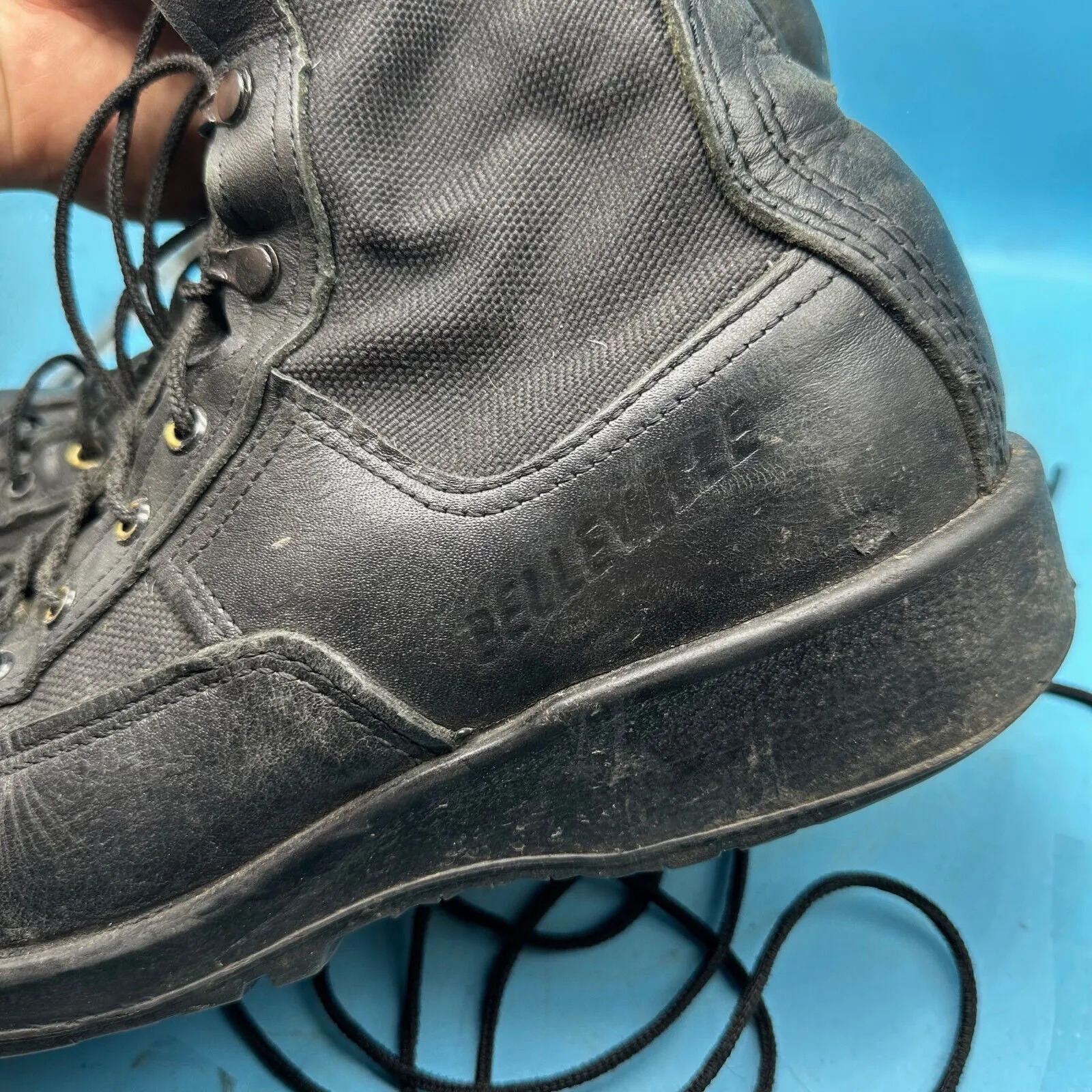 Army Black Leather US Combat Boots - Size EU 42 - UK 8 - US 8.5W