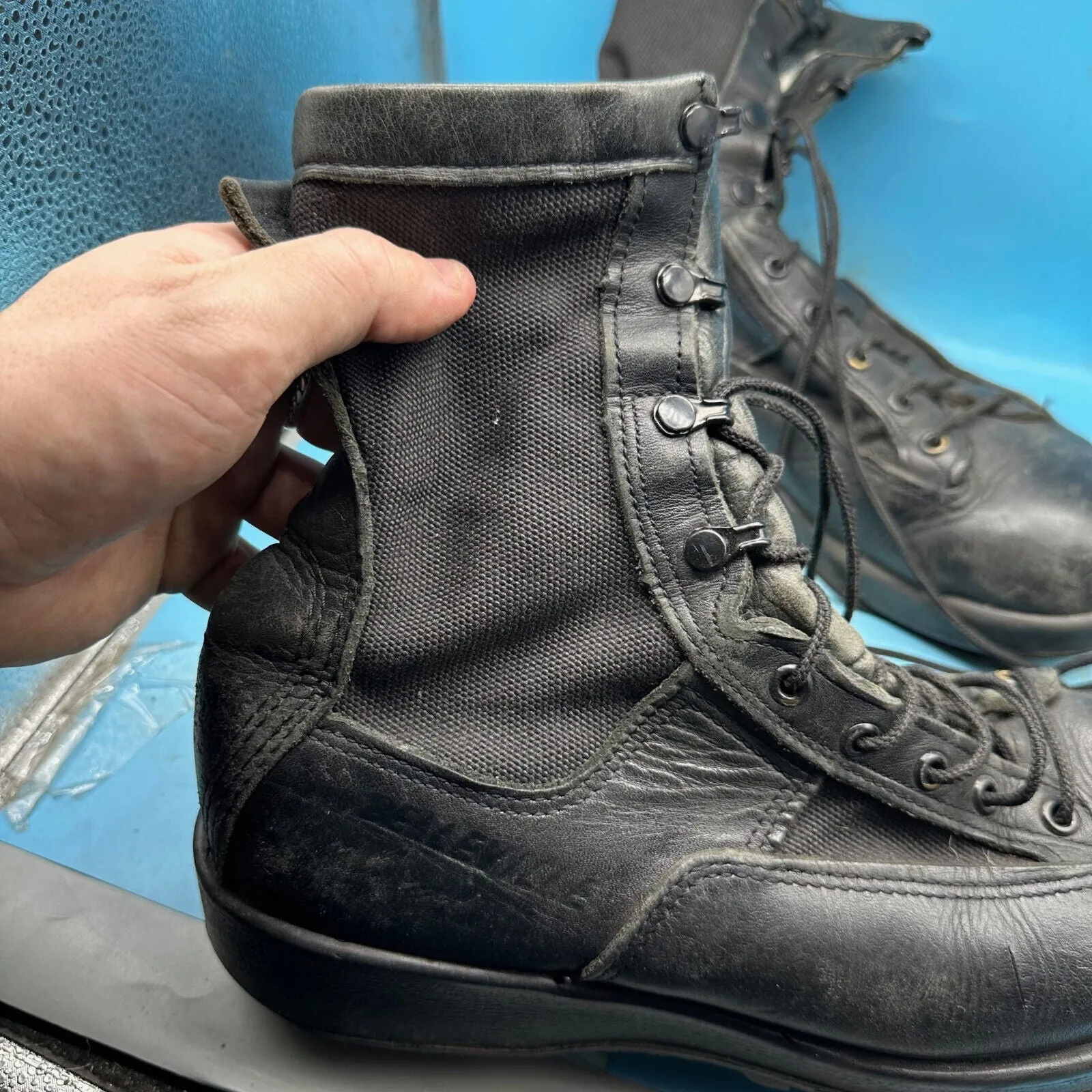 Army Black Leather US Combat Boots - Size EU 42 - UK 8 - US 8.5W