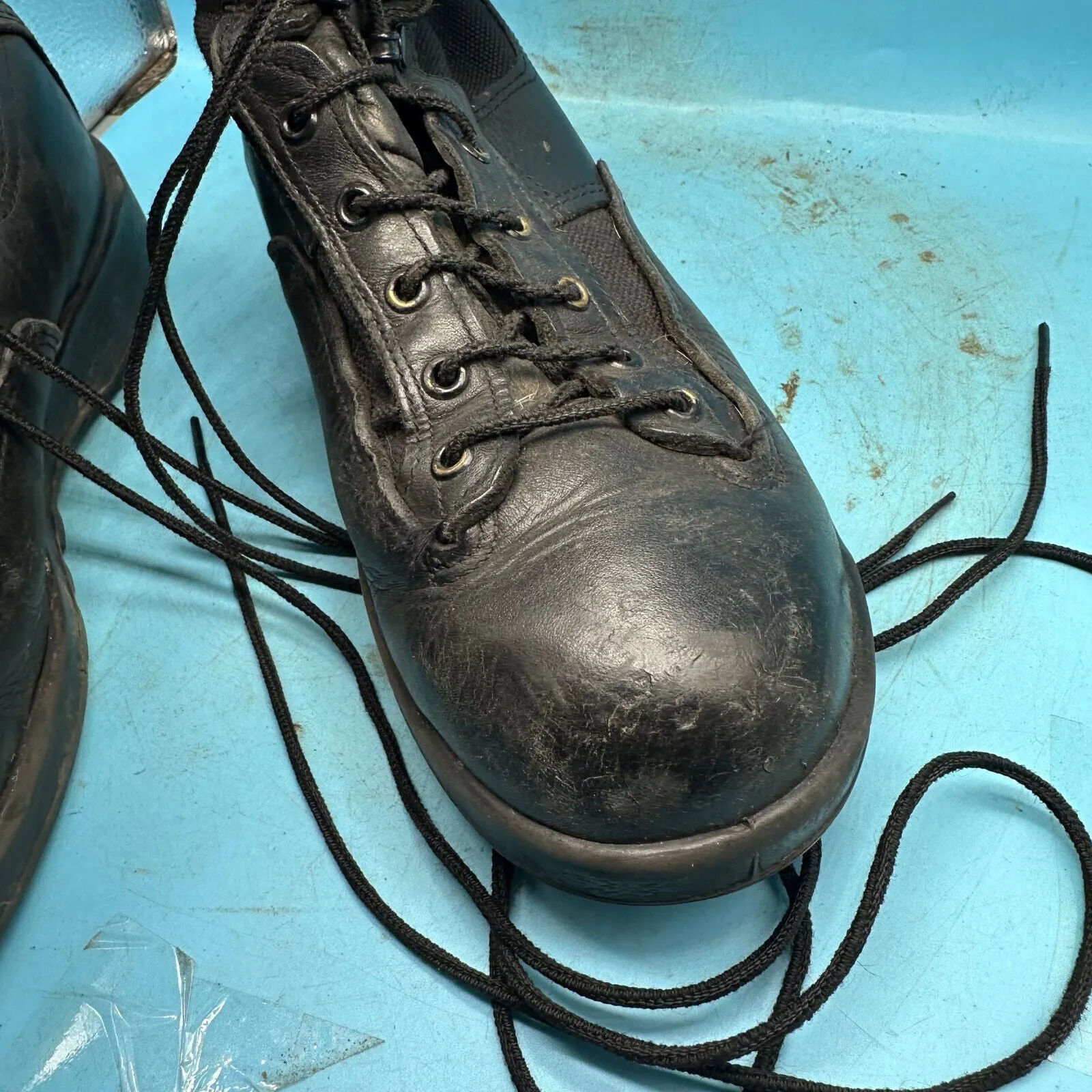 Army Black Leather US Combat Boots - Size EU 42 - UK 8 - US 8.5W