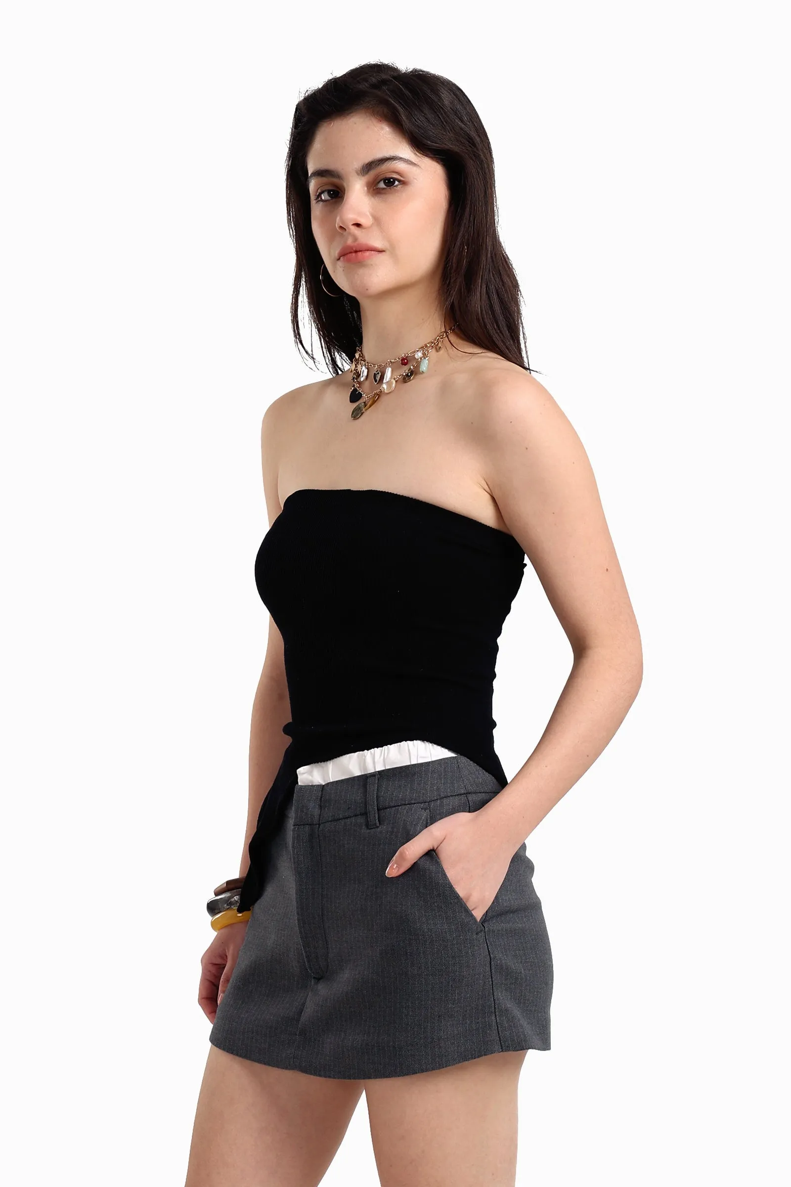 Asymmetrical Strapless Top