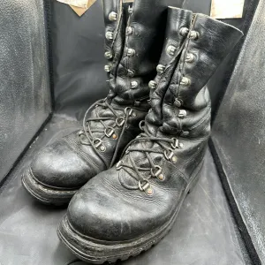 Austrian Army Black Leather Army Combat Boots - Size EU 42 - UK 8