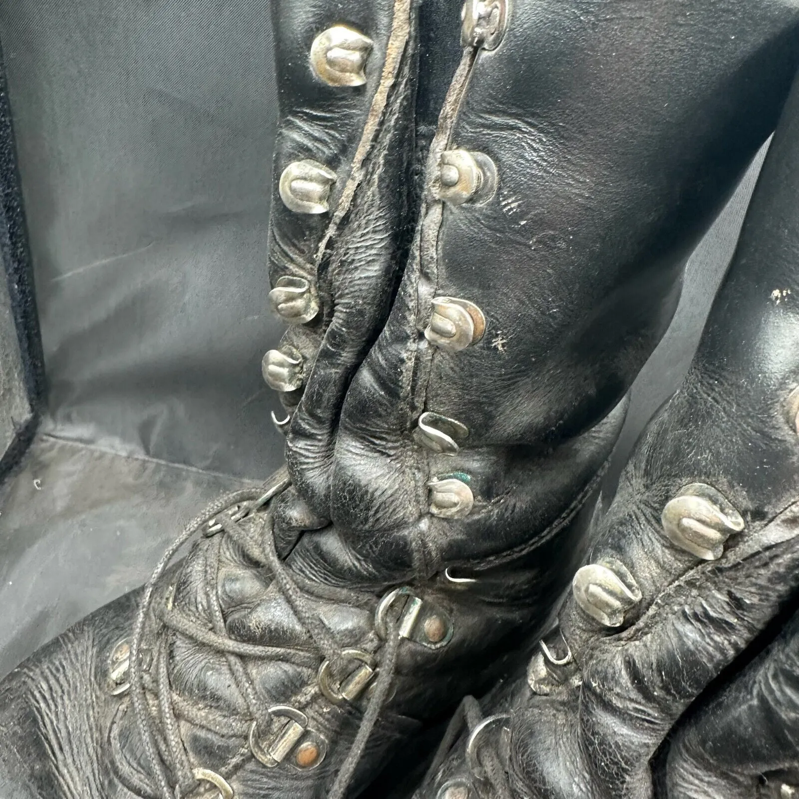 Austrian Army Black Leather Army Combat Boots - Size EU 42 - UK 8