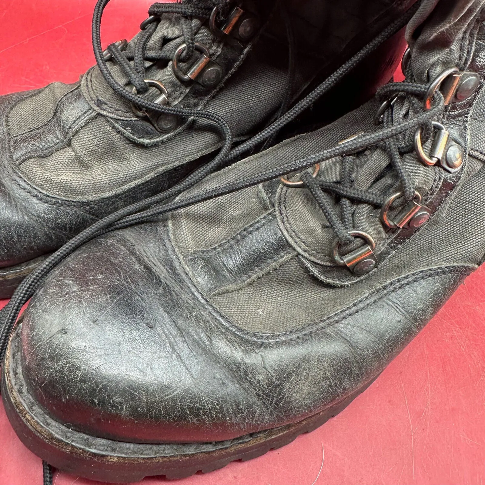 Austrian Army Black Leather Heavy Duty Combat Boots - Size EU 41 - UK 7