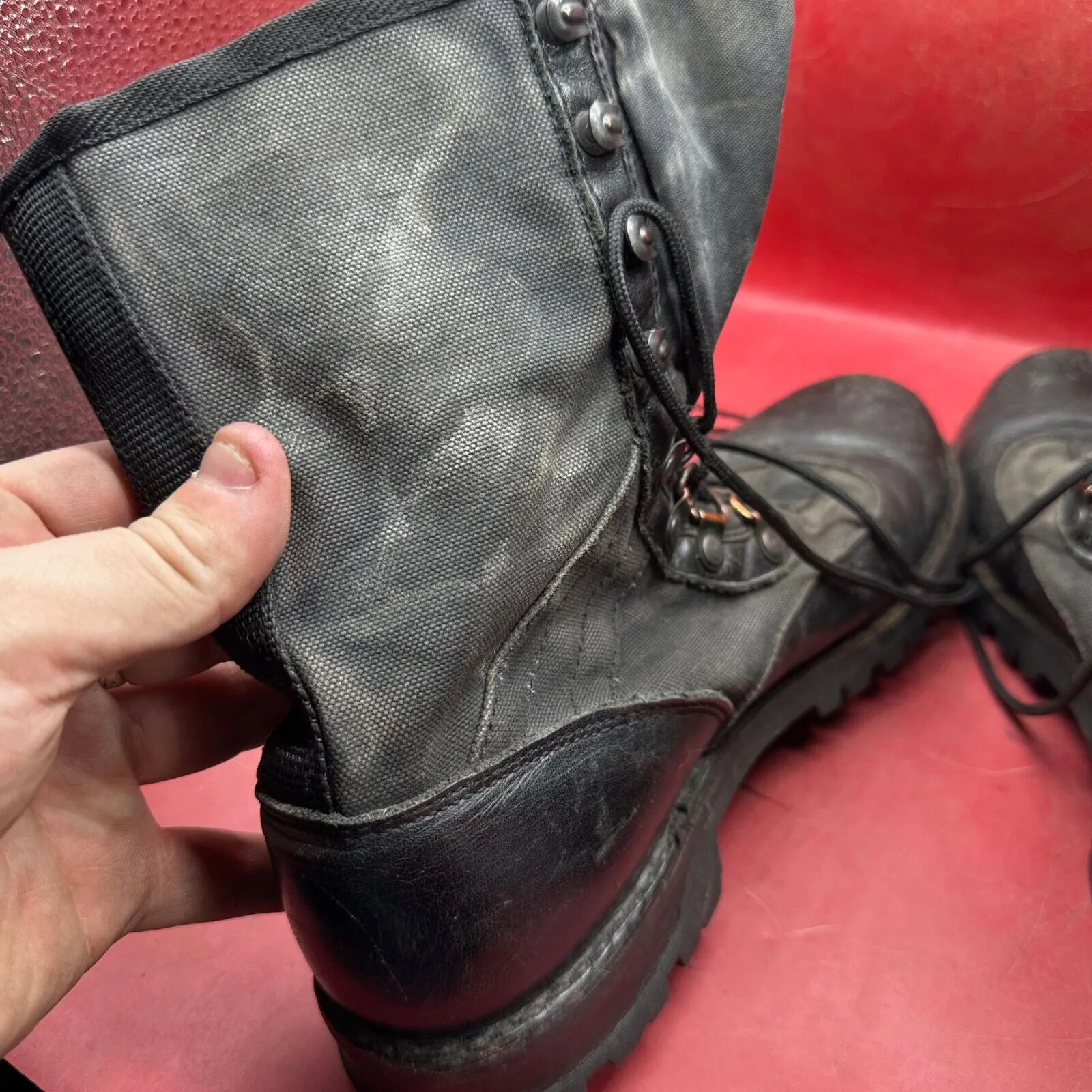 Austrian Army Black Leather Heavy Duty Combat Boots - Size EU 41 - UK 7