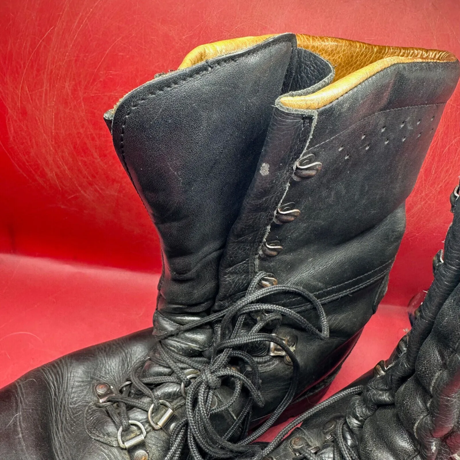 Austrian Army Black Leather Heavy Duty Combat Boots - Size EU 45 - UK 10