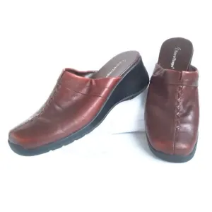 Baretraps'Triple'Brown/OxbloodLeather Driver Mules/Clogs  Braided Top Accent Sz9